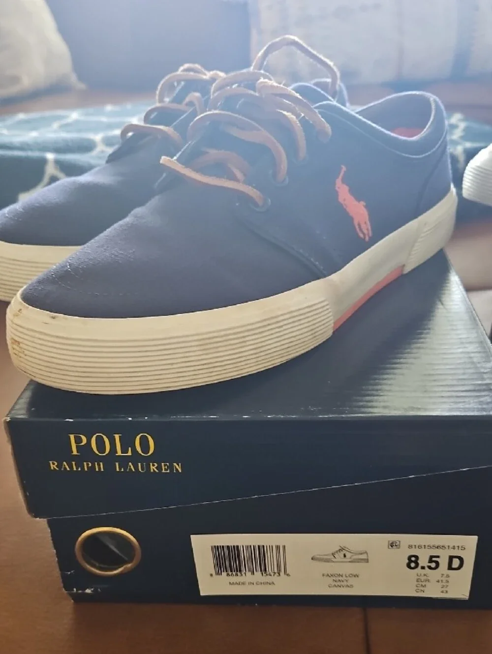 Polo by Ralph Lauren Men's Low-Top Canvas Sneakers in Navy, Tan, & Black